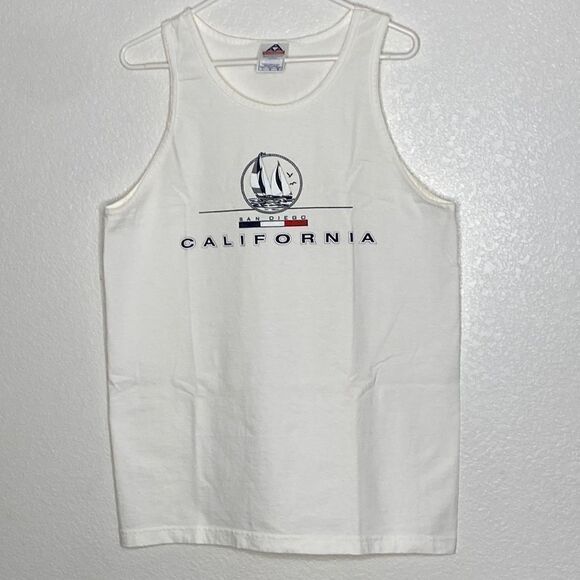 AAA Other - AAA Men’s 100% Thick Cotton Cream Tank Top with Print Size L NWOT